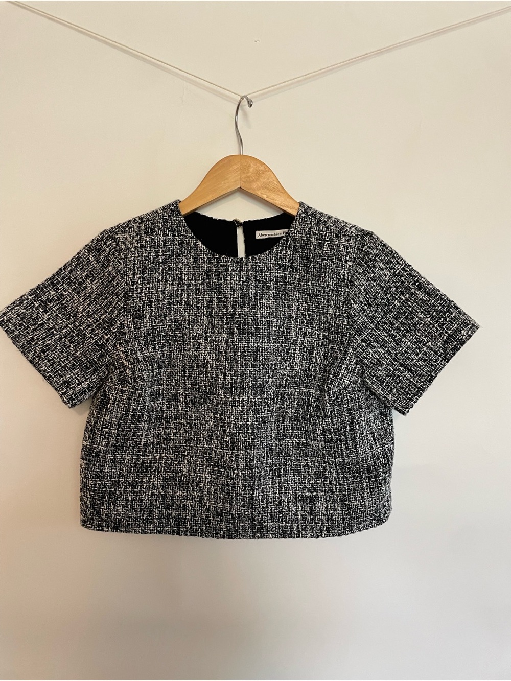 Abercrombie & Fitch Black and White Tweed Short-Sleeve Top XS